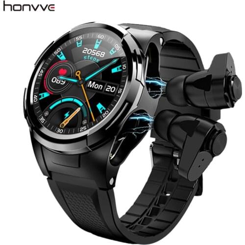 Honvve Smart Watch TWS Bluetooth Earphone 2In1 Heart Rate Blood Pressure Monitor Sport Smartwatch Fitness Clock for Android IOS