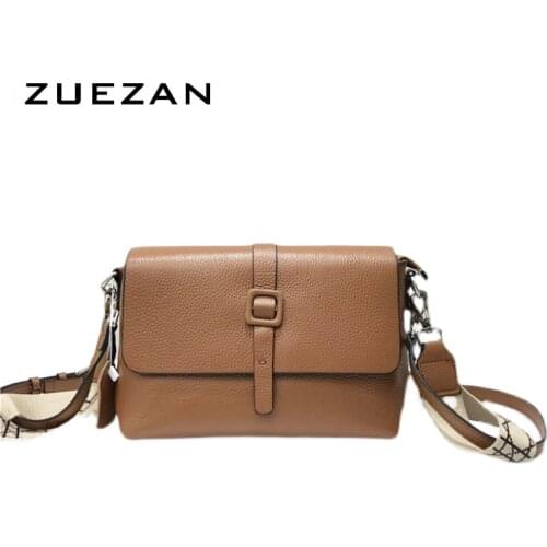 3 Compartments, Girls Leather Shoulder Bag, 100% Natural Cowhide,Women GENUINE LEATHER Handbag,Female Crossbody bag T068