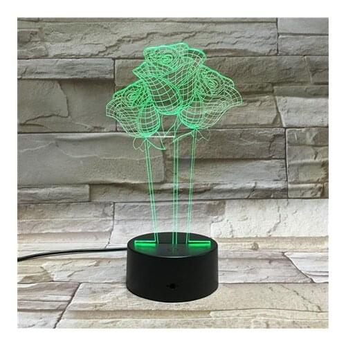 Rose Flower 3D Led Night Lamp 3D Illusion Lamp color Table Desk Lamp for Girlfriend Gifts Decoration 08