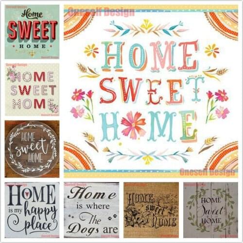 Top popular 5d diamond painting full 'home sweet home" 5d diamond mosaic sale christmas gift picture of rhinestone wall sticker