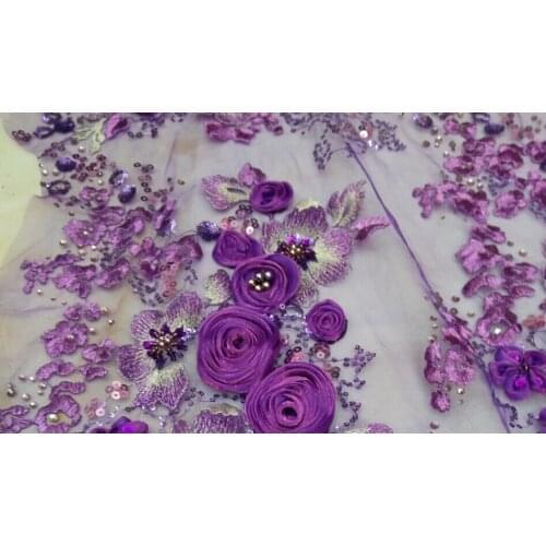 Most fashion African organza tulle fabric sequins and beads Z-han397-12 embroidery French net lace material