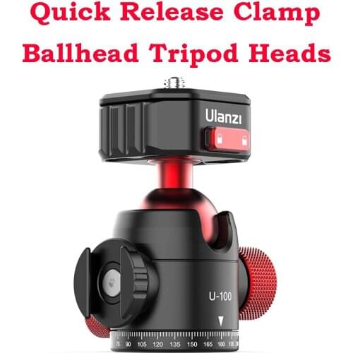 Ulanzi U-100 Quick Release Clamp Ballhead Tripod Heads DSLR Gimbal Quick Switch Ballhead Extend Cold Shoe for monitor LED Light