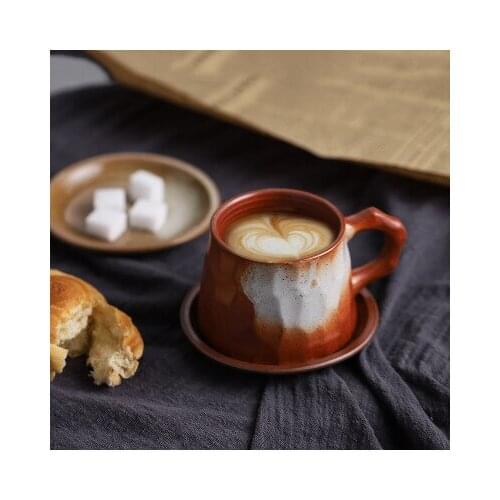 Vintage Japanese Coffee Cup and Saucer Set Tea Cup Pottery Handmade Retro Coffee Cup Ceramic Vintage Tea Cups and Saucers D6D