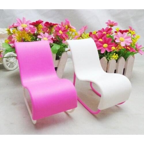 1 Pcs Rocking Chair Accessories For Barbie Dolls House Decoration Rocker Pink