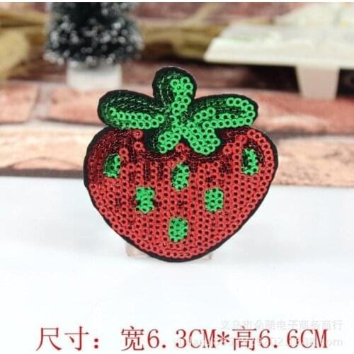 50pcs/lot Sequins Embroidery Patch Strawberry Cherry Clothing Decoration Craft Diy Iron Heat Transfer Applique