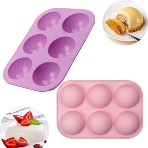 6 Holes Half Sphere Circle Silicone Chocolate Cupcake Cake Mold Cake Baking Pan Decorative Cake Mould Tool
