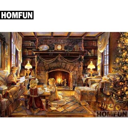 HOMFUN Full Square/Round Drill 5D DIY Diamond Painting "Christmas house" Embroidery Cross Stitch 5D Home Decor Gift A01746