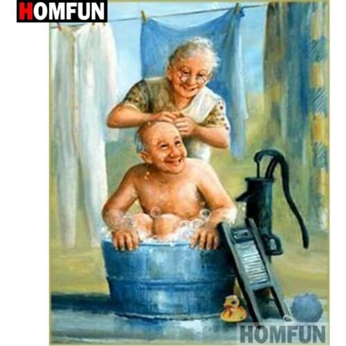 HOMFUN Full Square/Round Drill 5D DIY Diamond Painting "Oil painting old man" Embroidery Cross Stitch 5D Home Decor Gift A16956