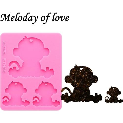 Shiny Monkey mama/baby molds for keychains DIY family epoxy model resin key keychains moulds silicone custom mold DY0123