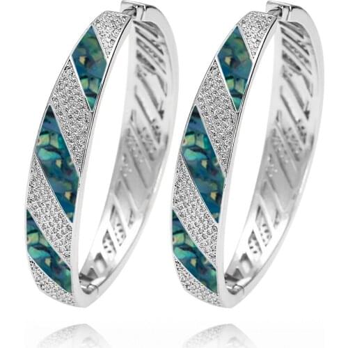 TIRIM Abalone Shell Big Hoop Earrings for Women Crystal Cubic Zirconia Dubai Earing Fashion Trendy Jewelry Gifts