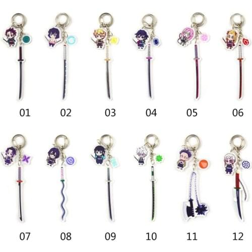 Blade Of Ghost Katana Pendant Weapon Key Chains New Anime demon Slayer Kimetsu No Yaiba Keychain Tanjirou Sword Acrylic Keyring