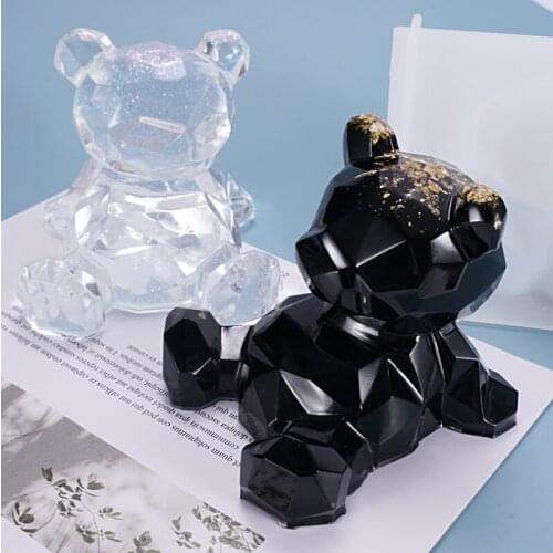 Diy Epoxy Mold 3D Geometry Bear Mobile Phone Stand Decoration Cartoon Little Rilakkuma Silicone Mold Resin Art Supplies