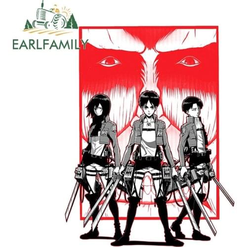EARLFAMILY 13cm x 10cm For Attack on Titan Vinyl Car Stickers Waterproof Decal Laptop Motorcycle Decoration Occlusion Scratch