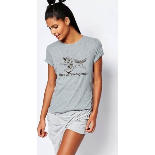 Funny Aesthetic Angel Shirt Michelangelo Vintage Harajuku Print Tshirt Summer Shirt Women New They Can't Be Together