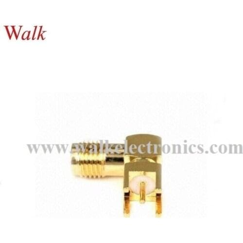 SMA female right angle connector PCB mount, PCB SMA female right angle connector, 15mm length, gold plated