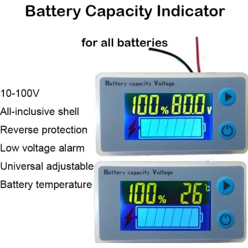10S 13S 14S Lithium Battery Capacity Indicator Power LCD Display Temperature Sensor Low Voltage Alarm 36V 54V 58V Li-ion Tester