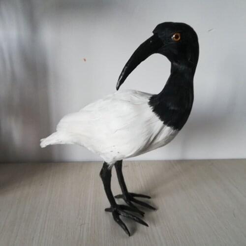 Simulation bird large 27x21cm Crested Ibis bird hard model plastic&furs bird prop,home decoration furnishings gift b4155