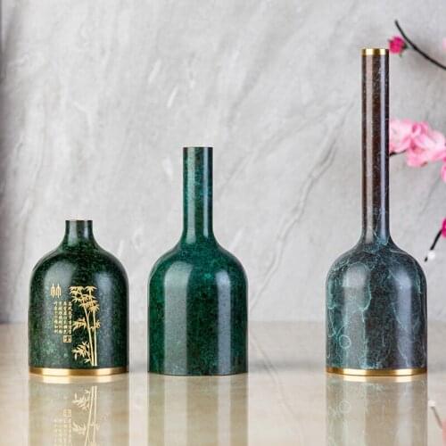 Asan Chinese Traditional Color Art Pure Copper Brass Flower Vase Home Office Decor Gift Exquisite Delicate Elegant