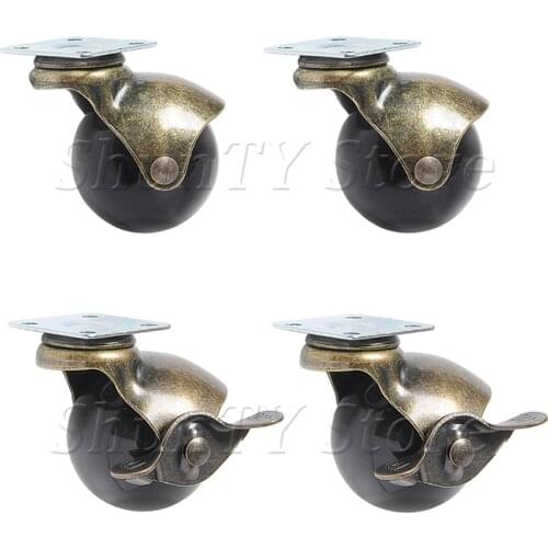 1.5/2 Inch 360 Degree Swivel Caster Wheels, Vintage Antique Ball Caster Wheels with Top Plate, No Noise Wheels For Sofa Cabinets