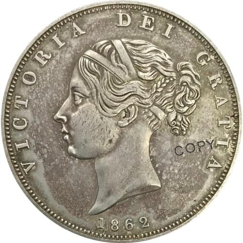 1862 United Kingdom 1/2 Crown Collectibles Cupronickel Plated Silver Copy Coin