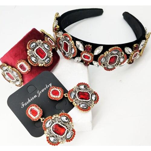 Baroque Crown Princess Crown For a Girl Crystal Headband Wedding Tiaras Vintage Gold Hair Accessories Bridal Tiaras Jewelry set