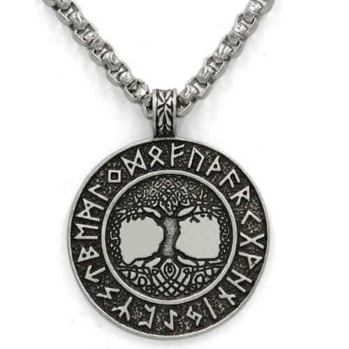 Antuqing Nordic Vikings Runes Tree of Life PENDANT Necklace Norse Mythology Men Amulet Talisman Charms Jewelry Dropshipping
