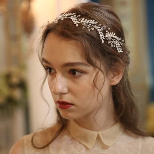 Fashion Headband Bridal Tiara Wedding Hair Vine Accessories Silver Color Crystal Women Headpiece Handmade Jewelry For Brides