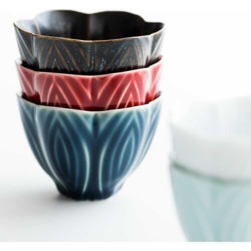 Fashion Style Creationary Embossed Teacup Handmade Cup Tea Ceramic Thickened Personal Master Cup Tasting Coffee Tea Set