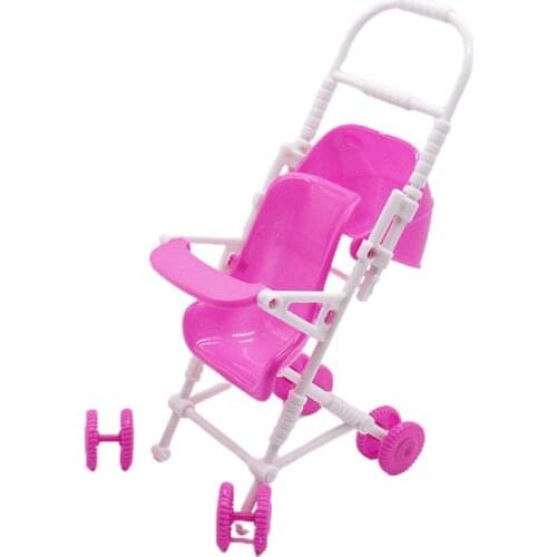 Cartoon Assembly Baby Stroller Trolley Nursery Furniture Toy For Dollhouse Decor Nursery Model Girls Doll House Play Toys