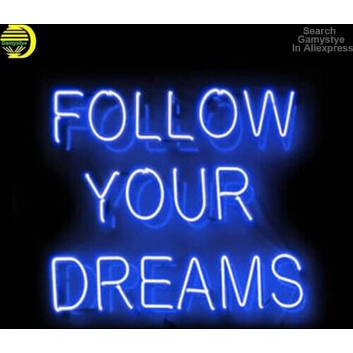 Neon Sign Light For Follow Your Dreams Wall Light Glass Neon Light Sign Home Signs Room Decor Art Aesthetic Neon Light Lamp Beer