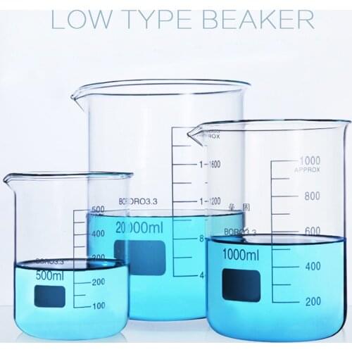 5ml-1000ml Low type Beaker flask Chemistry Laboratory Borosilicate Glass Transparent Beaker Thickened with spout