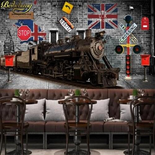 Beibehang Custom wallpaper for wall paper murals wall stickers Retro train mural background Bar restaurant Painting background