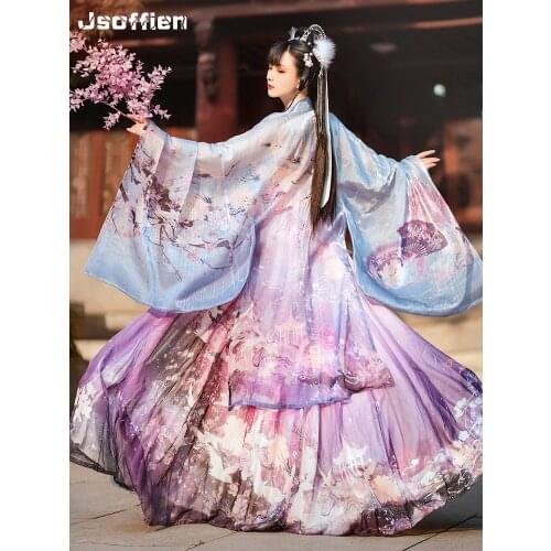 Original Flower Chinese Traditional Hanfu Costume Woman Ancient Fairy Dress Lady Elegance Han Dynasty Cosplay Clothing Stage