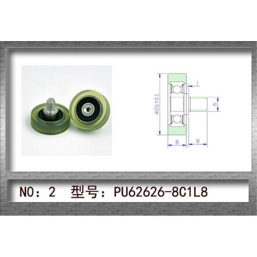 Polyurethane Envelope 626 Bearing Roller Diameter 26mm Thickness 8mm and with M6X8 Screw 10pcs/lot