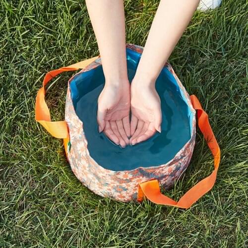 Portable Wash Basin Cute Travel Outdoor Round Folding Water Washbasin Camping Picnic Oxford Wash Bucket Bag Ultralight Foot Bath