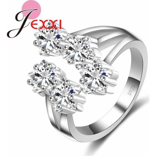 Reasonable Price Stylish Openning Rings With Shiny Cubic Zirconia 925 Sterling Silver Jewelry Ring With Pave Settings