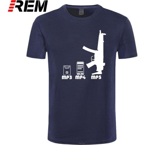 REM Arrivals Creative Mp3 Mp4 Mp5 Kalasnikov Print s 100% Cotton T Shirts High Quality Short Sleeve Tee
