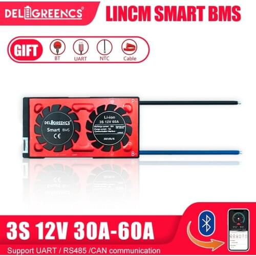 Smart BMS 3S 12V 30A 40A 60A Bluetooth 485 CAN NTC UART Li-ion LiFePO4 LTO Batteries 3 years warranty