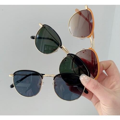 Retro Half Frame Round Ins Round Face Sunglasses Women Sun Glasses Vintage Lady Eyewear Driver Goggles Car Accessories