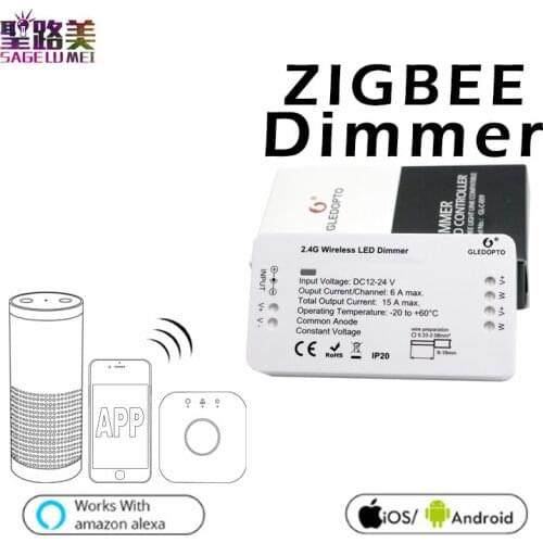 ZIGBEE bridge Smart Home Led dimmer strip Controller DC12-DC24V zigbee dimmer APP Amazon Alexa control compatible with LED ECHO