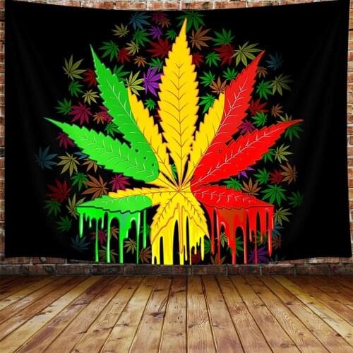 Weed Psychedelic Tapestry Wall Hanging Reggae Rasta Tie Dye Jamaica Home Décor