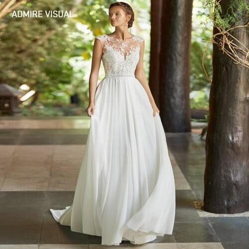 New Arrive Wedding Dress For Bride A-Line O-Neck Neckline Long Open-Back Custom Made Plus Size Bride Gown Vestidos De Novia