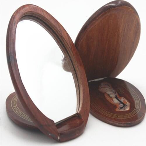 2pcs makeup mirror Vietnam mahogany wood mirror dressing small mirror