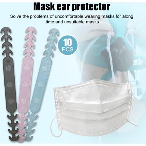 10pcs Adult Mask Holder Plastic 4 levels Adjustable Mask Extension Hook Ears Stress Relief Face Mask Hanging Buckle Strap Masque