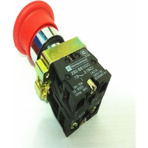 4Pcs/Lot BS545 XB2-BS545 22mm 1 NC 1 NO Contact Twist Reset Emergency Stop Button Switch