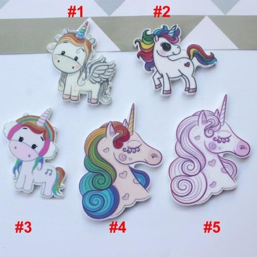 50pcs 5 Styles Mixed Unicorn Flat Back Resin Horse Head Planar Resin Cabochon DIY Craft Embellishments Houten Decoratie