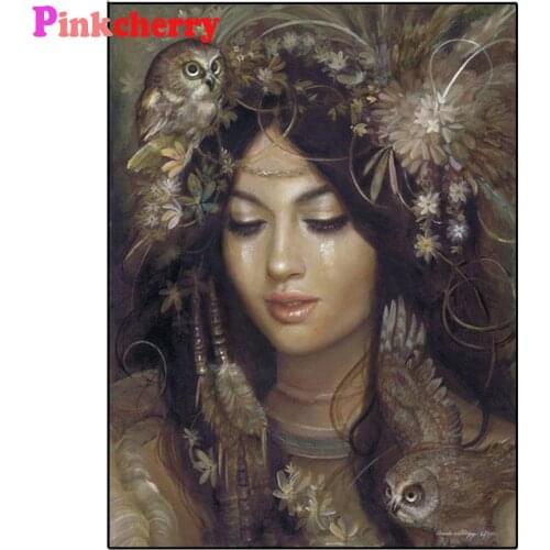 5D Rhinestones Pictures by numbers DIY Diamond Painting Classical Beauty Owl Diamond Embroidery Full Square Round Mosaic pattern