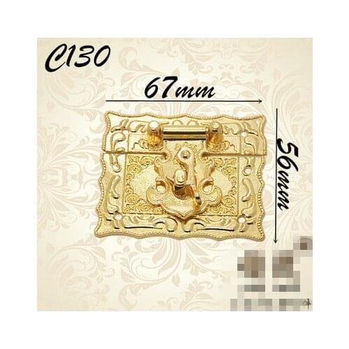 6pcs Hardware golden box buckle alloy lock hasp hinge buckle wine decoration hardware accessories 56mm*67mm