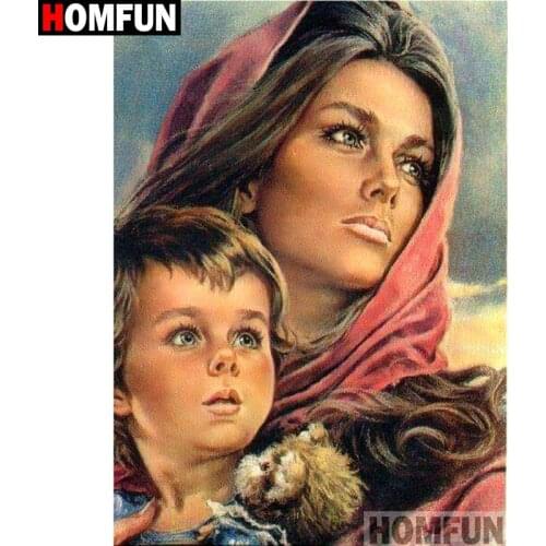 HOMFUN Full Square/Round Drill 5D DIY Diamond Painting "Women and children" Embroidery Cross Stitch 3D Home Decor Gift A15960