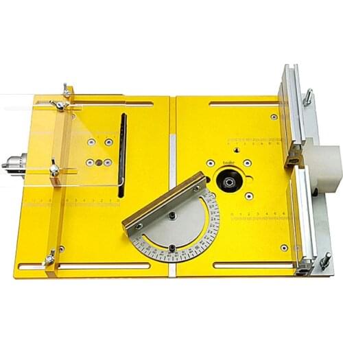 Aluminum Router Table Insert Plate Circular Saw Flip Cover Plate With Miter Gauge Guide For Table Saw Woodworking Workbench Tool